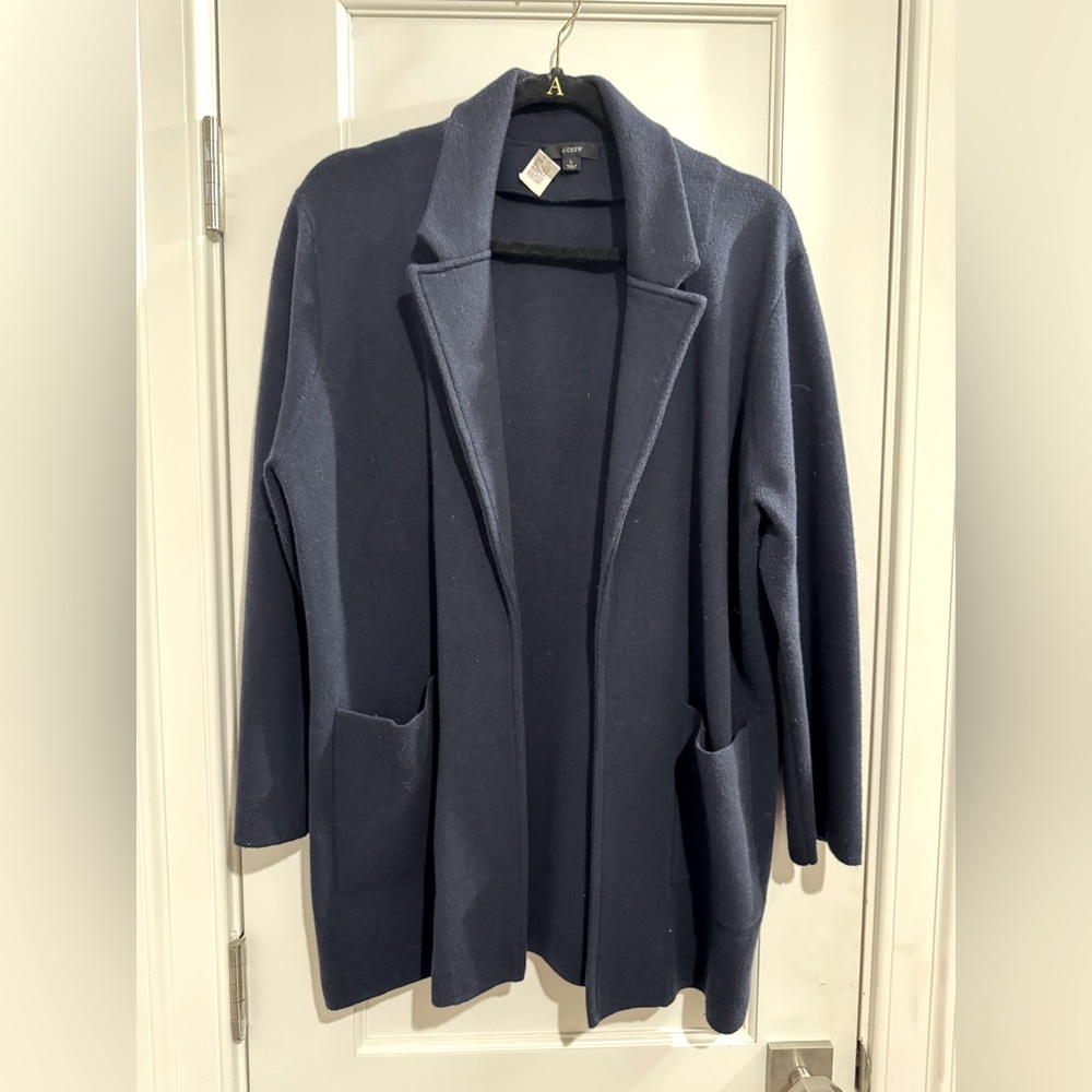 J.Crew Sweater Blazer – Women’s Large – Navy Merino Wool Blend
